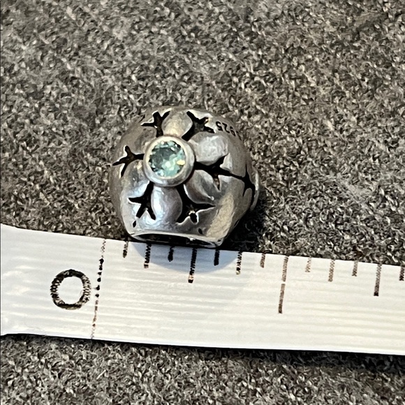 Pandora Sterling Snowflake Blue Stone Slide Charm - Picture 5 of 6